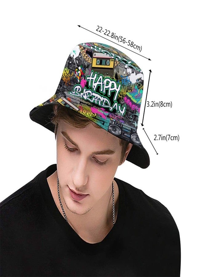 ASYG Graffiti Birthday 80s 90s Bucket Hat Packable Fishing Sun Cap Summer Fisherman Hats for Women Men - Image 3